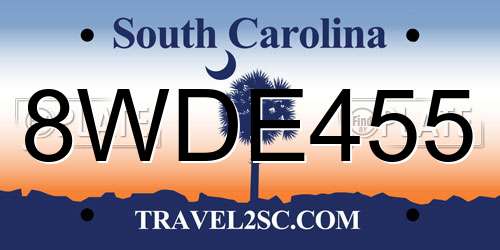 8WDE455 South Carolina License Plate