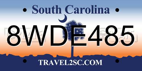 8WDE485 South Carolina License Plate