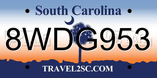 8WDG953 South Carolina License Plate