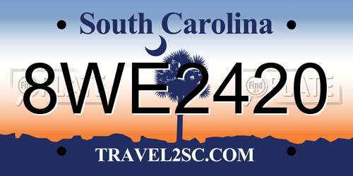 8WE2420 South Carolina License Plate