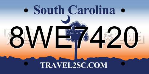 8WE7420 South Carolina License Plate