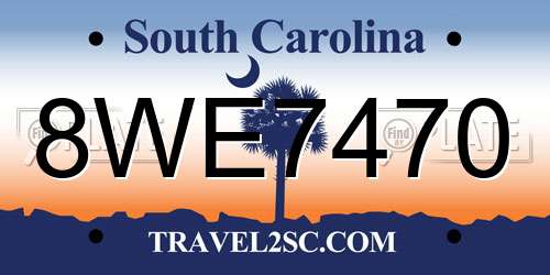 8WE7470 South Carolina License Plate