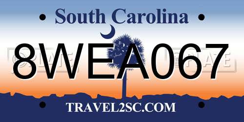 8WEA067 South Carolina License Plate