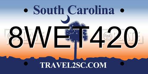 8WET420 South Carolina License Plate