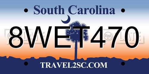 8WET470 South Carolina License Plate