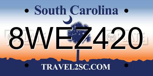 8WEZ420 South Carolina License Plate
