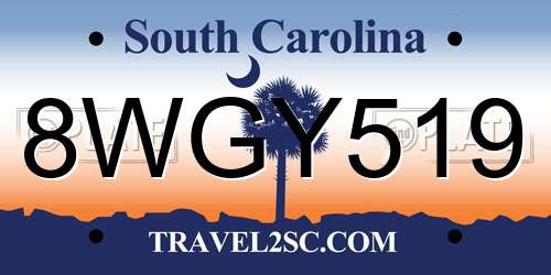 8WGY519 South Carolina License Plate