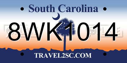 8WK1014 South Carolina License Plate