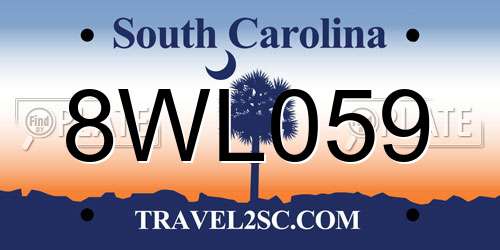 8WL059 South Carolina License Plate