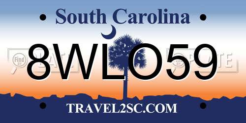 8WLO59 South Carolina License Plate