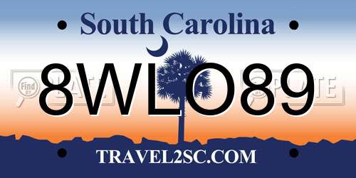 8WLO89 South Carolina License Plate