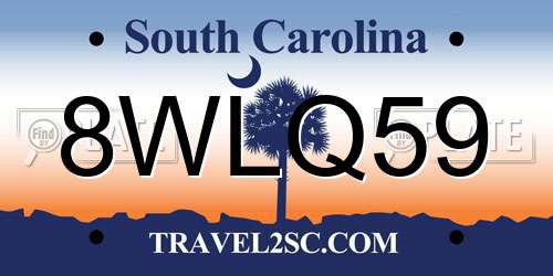 8WLQ59 South Carolina License Plate