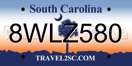 8WLZ580 South Carolina License Plate