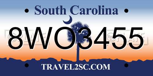 8WO3455 South Carolina License Plate