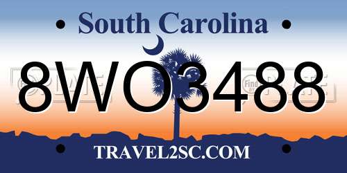 8WO3488 South Carolina License Plate