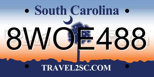 8WOE488 South Carolina License Plate