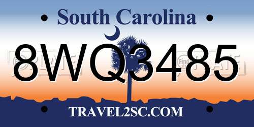 8WQ3485 South Carolina License Plate