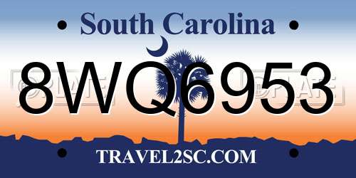 8WQ6953 South Carolina License Plate