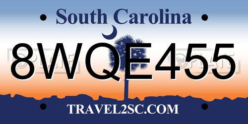 8WQE455 South Carolina License Plate