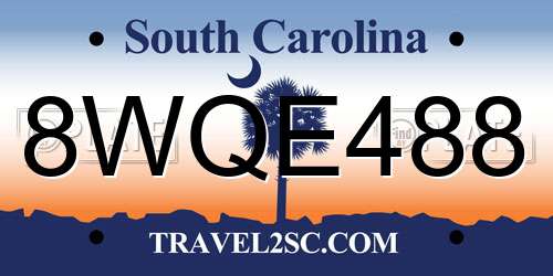 8WQE488 South Carolina License Plate