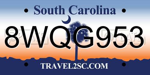 8WQG953 South Carolina License Plate