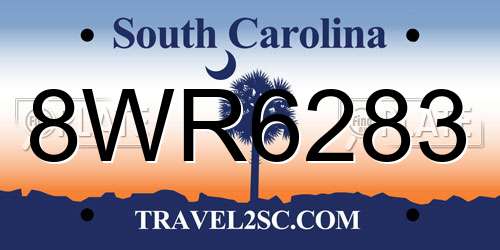 8WR6283 South Carolina License Plate