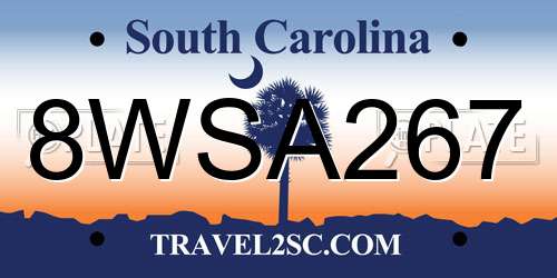 8WSA267 South Carolina License Plate