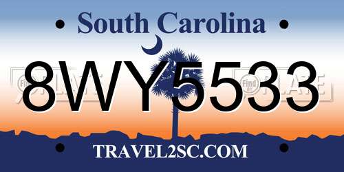 8WY5533 South Carolina License Plate