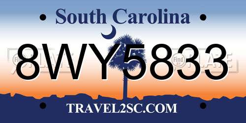 8WY5833 South Carolina License Plate