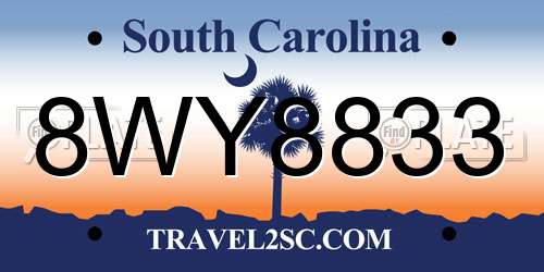 8WY8833 South Carolina License Plate