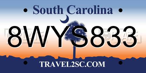 8WYS833 South Carolina License Plate