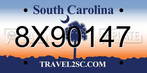 8X90147 South Carolina License Plate