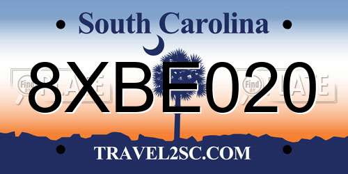 8XBE020 South Carolina License Plate
