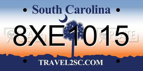 8XE1015 South Carolina License Plate