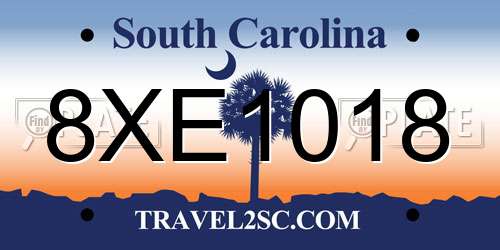 8XE1018 South Carolina License Plate