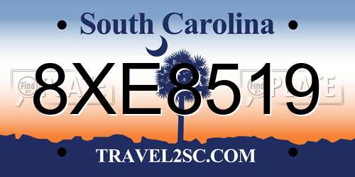 8XE8519 South Carolina License Plate