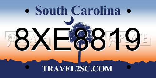 8XE8819 South Carolina License Plate