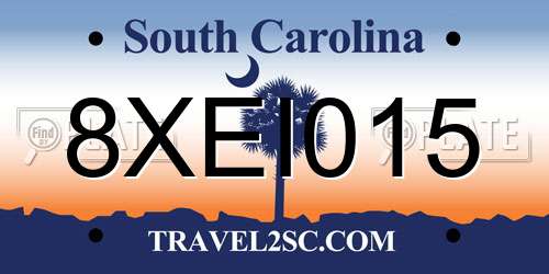 8XEI015 South Carolina License Plate