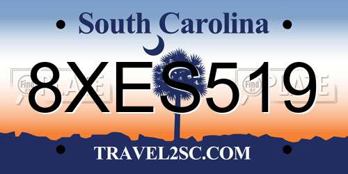 8XES519 South Carolina License Plate