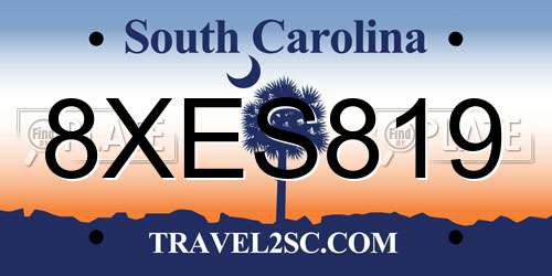 8XES819 South Carolina License Plate