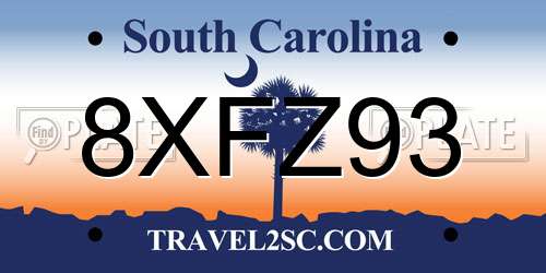 8XFZ93 South Carolina License Plate