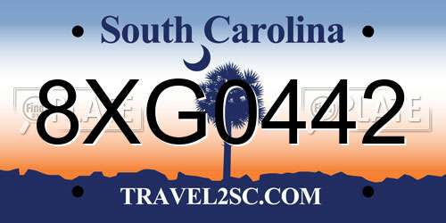 8XG0442 South Carolina License Plate