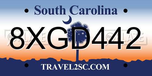 8XGD442 South Carolina License Plate