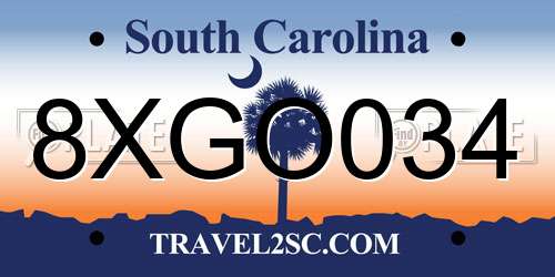 8XGO034 South Carolina License Plate