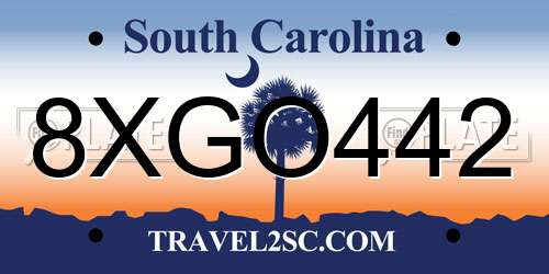 8XGO442 South Carolina License Plate
