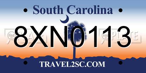 8XN0113 South Carolina License Plate