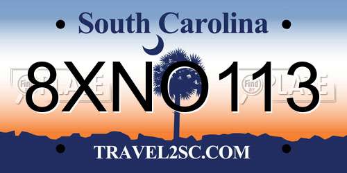 8XNO113 South Carolina License Plate