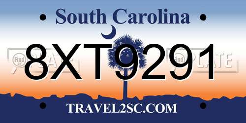 8XT9291 South Carolina License Plate