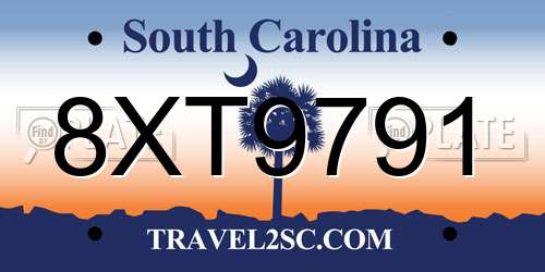 8XT9791 South Carolina License Plate