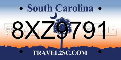 8XZ9791 South Carolina License Plate